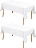 Hiasan 2 Pack Faux Linen Rectangle Tablecloth - Wrinkle and Stain Resistant Washable Table Cloth for Kitchen Dining Room Holiday Table Cover for Party Dinner, White, 60 x 102 Inch
