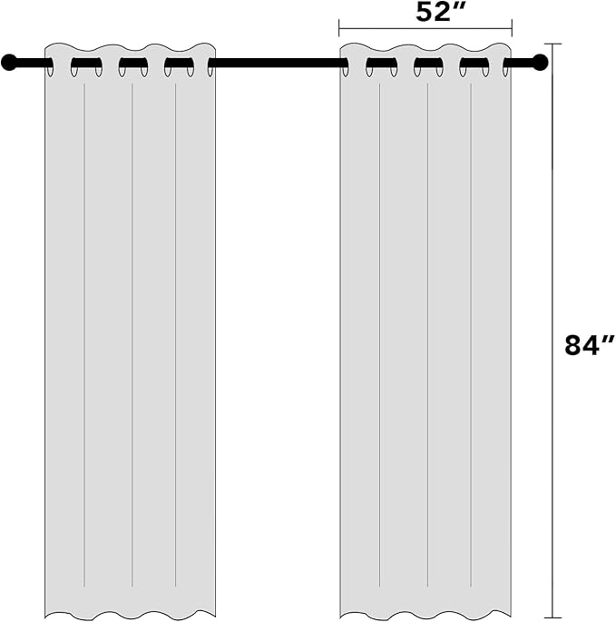 PrinceDeco Blackout Curtains 84 Inches Long Linen Blackout Curtains for Bedroom Light-Blocking Sleep Enhancers Anti-Rust Grommet Drapes with White Liner, W52 x L84 inch, Pure White