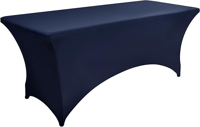 6-Pack 6ft Spandex Table Covers for Rectangle Standard Folding Tables - Wrinkle Resistant Stretch Tablecloths - Ultimate Fitted Table Protector for Parties, Trade Shows, Wedding