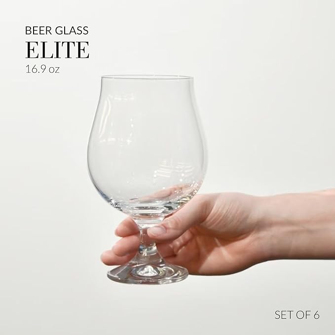 Krosno Dark Stout Beer Glasses 0.5 Liter | Set of 6 | 16.9 oz | Elite Collection | Perfect for Home and Parties | Dishwasher Safe | Lead-Free Crystal Glass