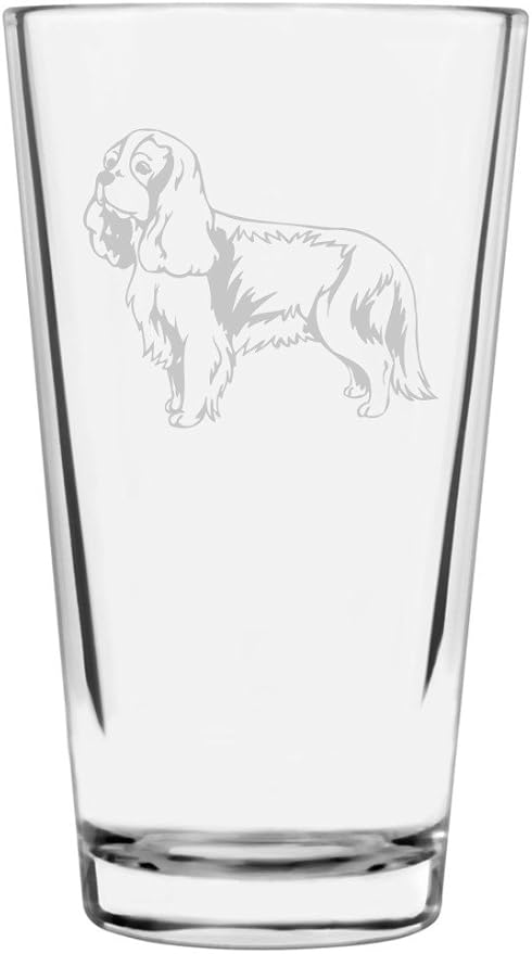 King Charles Spaniel English Toy Custom Personalized Dog Themed Etched All Purpose 16oz Pint Glass
