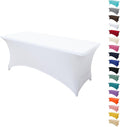 6FT Table Cloth for Rectangular Fitted Events Stretch White Table Covers Washable Spandex Tablecloth Protector for Party, Wedding, Cocktail, Banquet, Festival