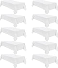 VidaFete Tablecloth 60 * 102inch 10 Pack Rectangle Table Cloth Polyester, Stain Wrinkle Resistant Dining Table Cover for Kitchen Dinning Party Wedding Rectangular Tabletop Buffet Decoration(White)