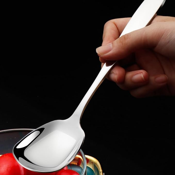 Square Head Spoons, Korean style Square Sugar Spoon,Thick Heavy Stainless Steel Soup Spoons Table Spoons Flat Square Spoon,7 Inch,Set of 4.