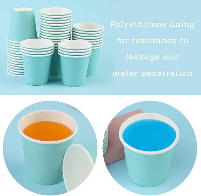 Wuadua 50 Pack 3 oz Blue Espresso Paper Cups - Sturdy and Leak-Proof for Parties, Events, Office, Home Use Disposable Mouthwash Cups - Ideal for Hot/Cold Drinks, Smooth Rim Design, Eco-Friendly
