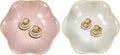 uxcell 2Pcs Ceramics Jewelry Plate, Lotus Leaf Shape Key Holder Bowl for Entryway Table Decor Small Ring Tray Dish Gift for Women Girlfriend, Pink/White