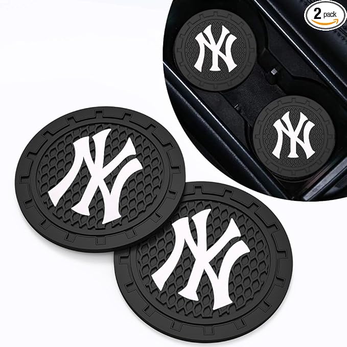 Silicone Yankees Car Cup Holder Coasters,Baseball Fans Car Coasters for NY Yankees Fans, Non-Slip Universal Fit Cup Holder Insert