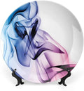 Ceramic Display Plate, Abstract Decor Ceramic Hanging Decorative Plate, Colorful Smoke Dynamic Flow Swirl Contemporary, 6 Inch, Household Custom Ceramic Plate, Fuchsia Blue