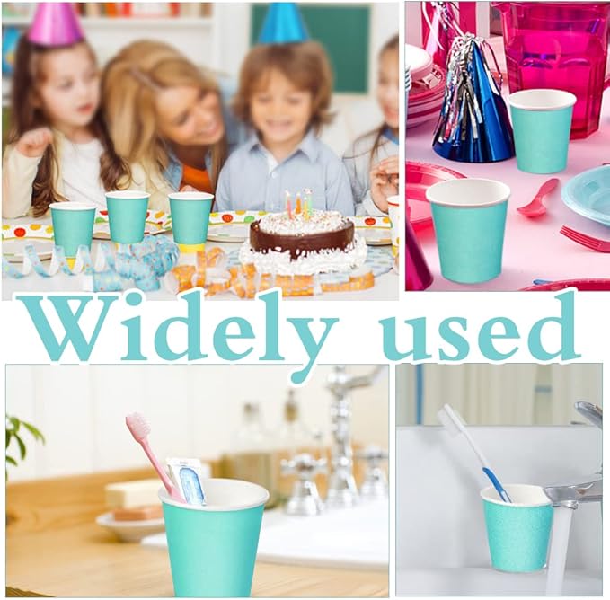 Wuadua 200 Pack 3 oz Blue Espresso Paper Cups - Sturdy and Leak-Proof for Parties, Events, Office, Home Use Disposable Mouthwash Cups - Ideal for Hot/Cold Drinks, Smooth Rim Design, Eco-Friendly