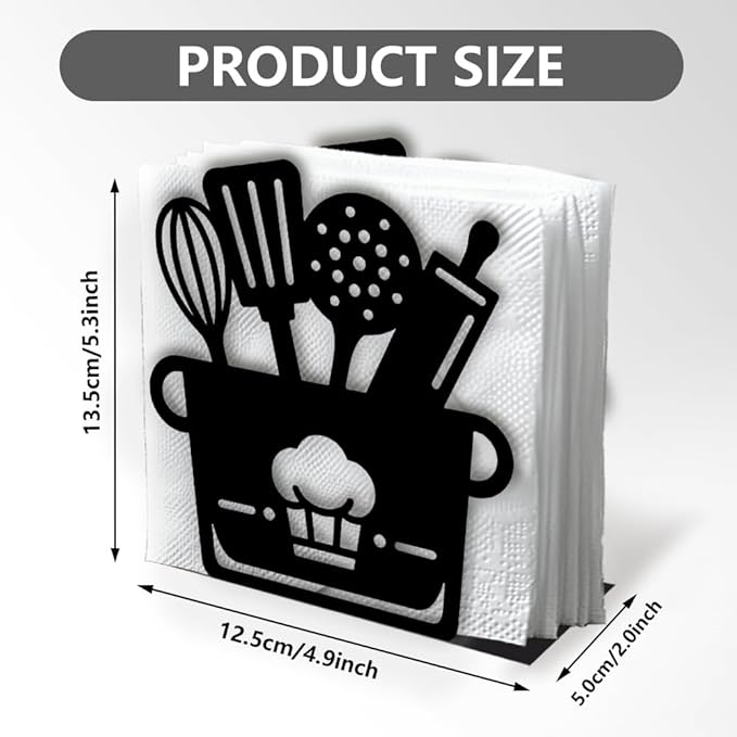 Kitchenware Decorative Black Metal Napkin Holder for Table, 4.9" x 5.3" x 2" Pot Standing Napkin Holder for Home Kitchen Restaurant Picnic Party Coffee Bar Dining Room