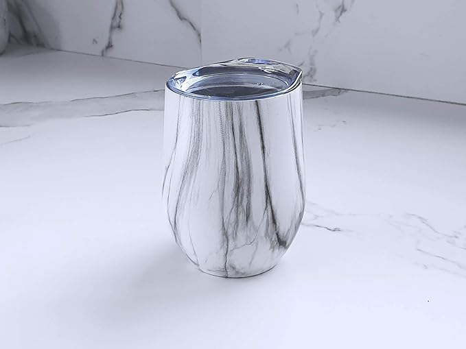 CHILLOUT LIFE 12 oz Stainless Steel Wine Tumbler with Lid - Double Wall Vacuum Insulated Wine Cup Glass Keeping Cold & Hot for Coffee, Champagne, Cocktails, Ice Cream