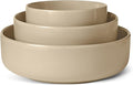 Amazon Basics Glazed Stoneware Serving Bowls, 3-Piece Set, Dishwasher-Safe, Linen Gray