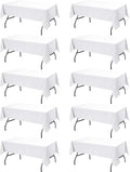 10-Pack White Tablecloths for Rectangle Tables, 60 x 84 Inches, Stain-Resistant Polyester Fabric for 4 Foot Tables - Washable Table Covers for Weddings, Banquets, Birthday Parties, Events