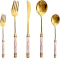 20-piece Silverware Set With Ceramic Handle, Premium Food Grade Stainless Steel Flatware Sets, Mirror Polished Cutlery Set, Dishwasher Safe (for 4 People) (20pcs, pink)