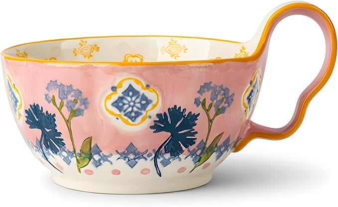 35oz Soup Bowls with Handles, Microwave Safe Large Ceramic Soup Bowl for Chili, Stew, Ice Cream, Berries & Fruits, Gift-Ready for Women, Christmas, Hostess Gifts & Fall Decor