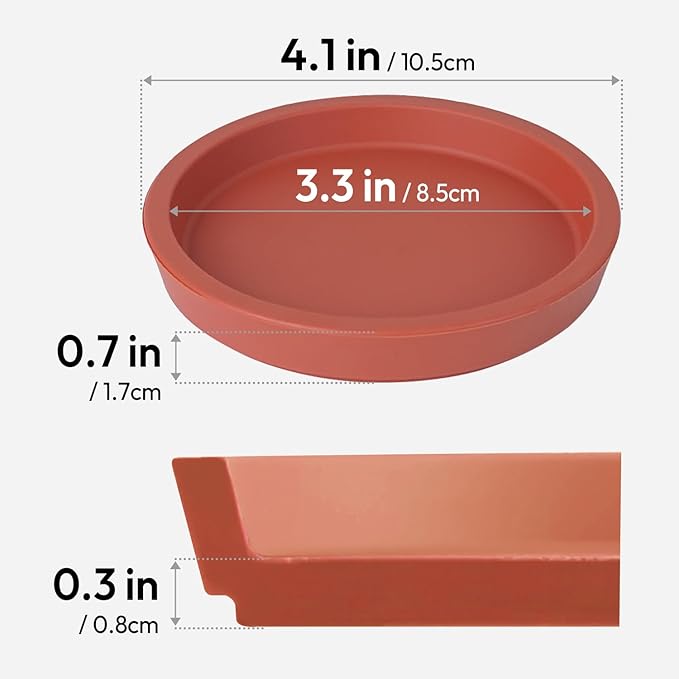 Carrotez Thick Silicone Coasters for Drinks, Round Bulky Cup Coasters for Coffee Table, Desk, Set of 2 - Burnt Orange
