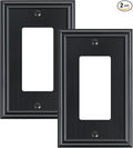 2-Pack Decorator Outlet Cover Plate, Black Decorative Switch Plates and Outlet Covers, Durable Zinc Alloy Wall Plates for Electrical Outlets, Receptacle, GFCI Outlet, Dimmer Switch