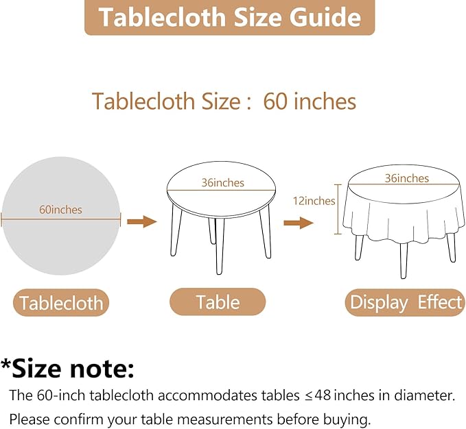 Water Resistant 60 Inch Beige Round Table Cloth, Textured Wipeable Round Tablecloth, Anti-Scratch Faux Linen Fabric for Card Table Dining Room Kitchen Patio