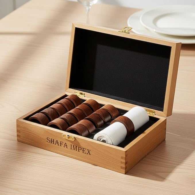 Wood Napkin Rings Set of 12 Napkin Holders Buckles for Dining, Anniversary, Birthday, Dinner, Christmas, Party of Table Setting