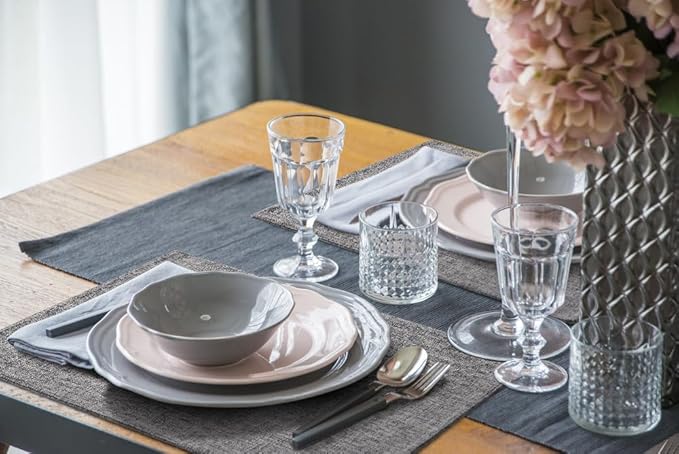 homing Cotton Linen Placemats Set of 4, Cloth Washable Farmhouse Dining Table Mats for Indoors & Outdoors, Easy to Clean, Dark Grey, 13 x 19 Inch