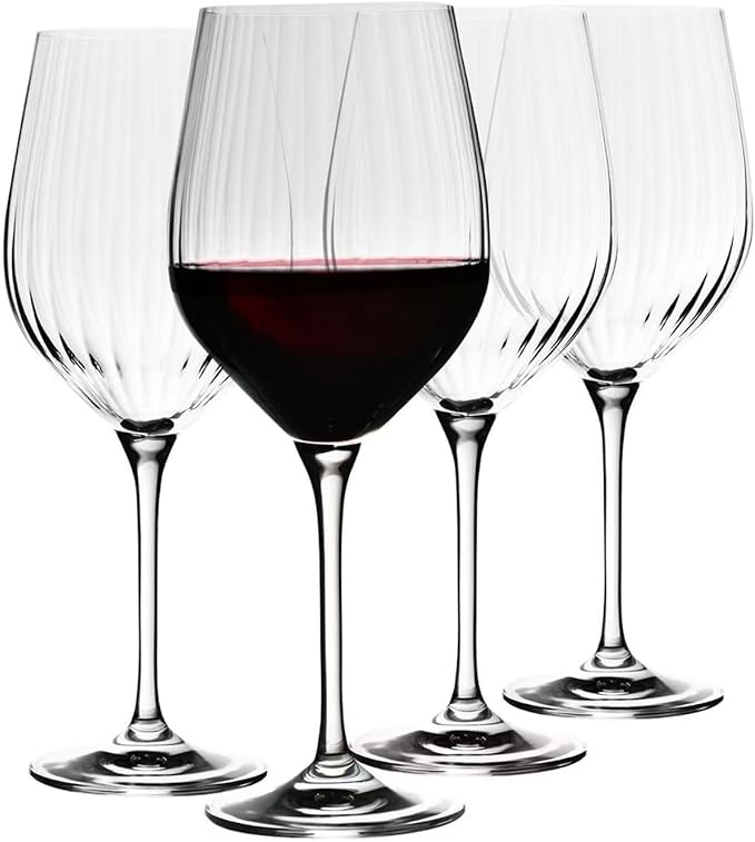 Krosno Red Wine Glasses | Set of 4 | 15.2 oz | Harmony LUMI Collection | Wedding Gift Drinkware | Perfect for Home, Restaurants and Kitchen Sets | Dishwasher Safe | Lead-Free Crystal Glass