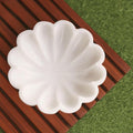 SWADESHI BLESSINGS HandCrafted Marble Decorative Bowl | White Ruffle Scalloped Fluted Key/Fruit Ring Dish | Organic Modern Home Decor (9 Inches)