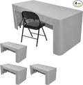 HolidayIdeas Open Back Fitted Tableclothss for 8 Foot Rectangle Table, Wrinkle Resistant Washable Table Covers 96x30 Inch for Craft Fairs, Banquets, Trade Show Display, Siver Grey,4 Pcs
