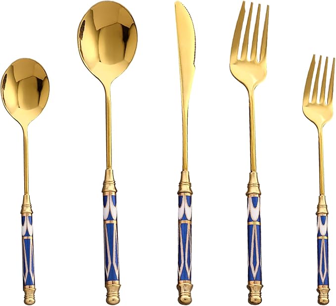 20-piece Silverware Set With Ceramic Handle, Premium Food Grade Stainless Steel Flatware Sets, Mirror Polished Cutlery Set, Dishwasher Safe (for 4 People)