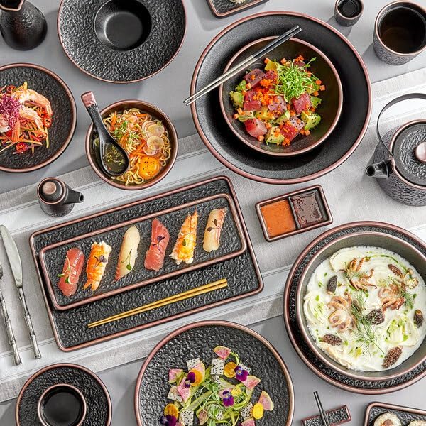 Heika Black Matte Textured Stoneware Plate, 7 11/16 Inch, Coupe Style, Dishwasher Safe, 12 per Case
