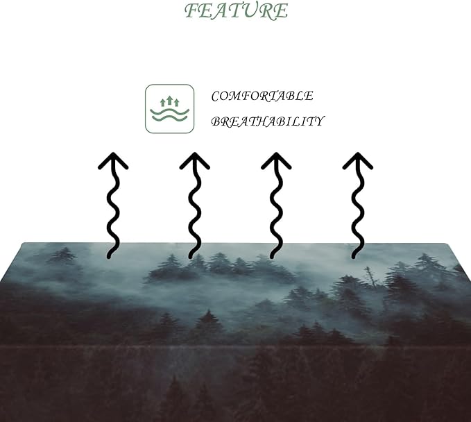52x70 Inch Nature Rectangular Tablecloth Misty Forest Mountain Table Cloth Waterproof Durable Table Cover for Holiday Picnic Dinner BBQ Decor