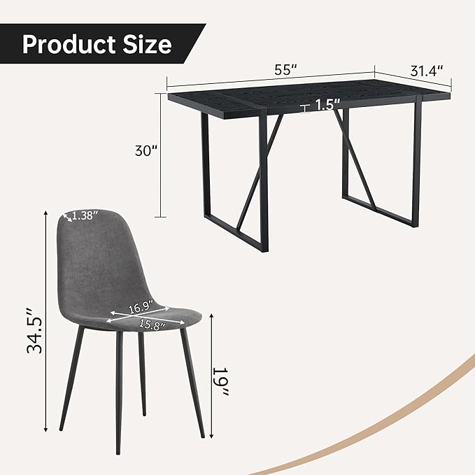 Dining Table Set for 6,Modern Dining Table and Fabric Chairs 6, 7 Piece Kitchen Table and Chairs for Kitchen Dining Room,Apartment