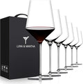 OJA Red Wine Glasses Set of 6, Premium Crystal Wine Glasses Hand Blown, 17 oz, Long Stem, Thin Rim, Perfect for Daily Use, Unique Wedding Anniversary or Birthday Gift