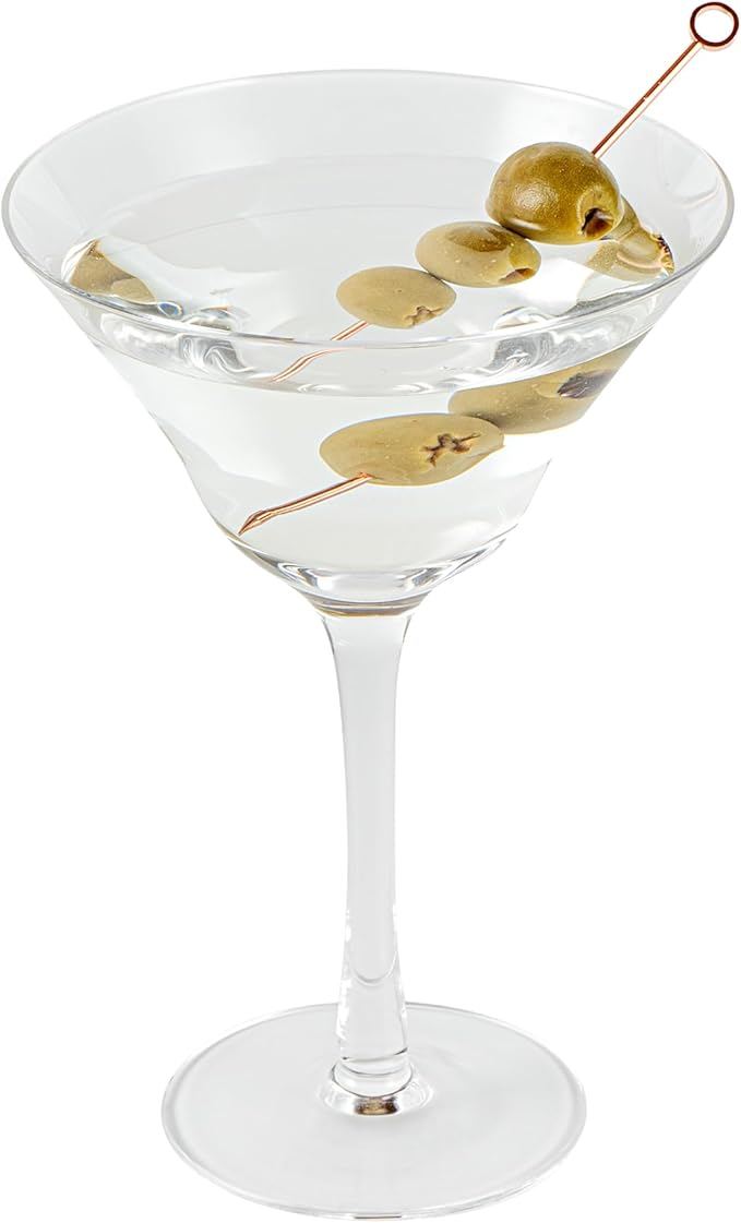 Restaurantware-Vetri 9 Ounce Martini Glasses, 6 Dishwashable Cocktail Glasses - No Lead, Long Stemmed, Clear Glass Party Drinkware, For Home And Bar Use, Serve Margarita, Cosmopolitan, And More