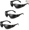 3 Pack of Tinted Safety Glasses, Scratch & Impact Resistant Protective Eyewear, Dark Lenses for UV Protection