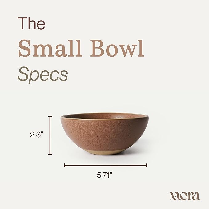 MORA Small Bowls Set of 4, 16oz Ceramic Pottery Dessert Bowls - Microwave, Oven and Dishwasher Safe - Terracotta