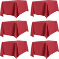 PureFit 6 Pack Rectangle Red Table Cloths 60 x 126 Inch for 6Ft Tables, Stain and Wrinkle Resistant Table Linens for Home Use, Wedding, Party, Banquet and Camping