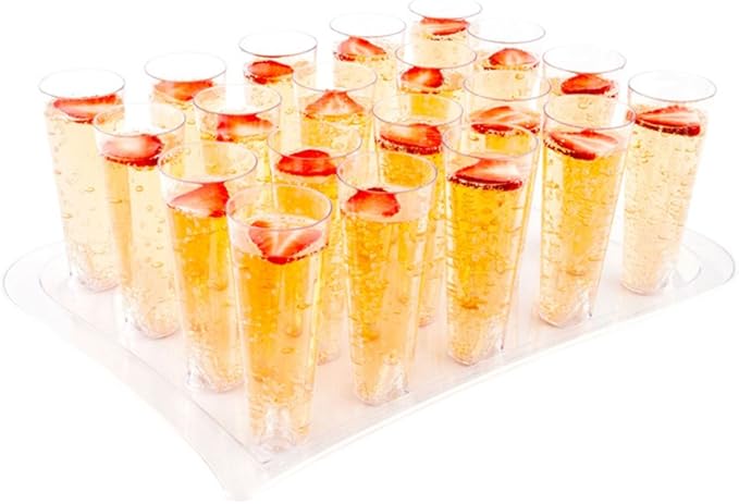 Restaurantware-14.5 Inch Plastic Serving Platters, 5 For 5 0Z Round Tall Cocktail Glasses Plastic Serving Trays - Cocktail Glasses Sold Separately, Clear Plastic Plastic Platters, Crack-Resistant
