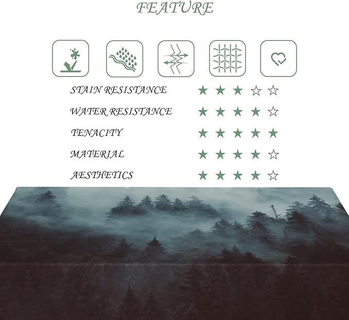 70x140 Inch Nature Rectangular Tablecloth Misty Forest Mountain Table Cloth Waterproof Durable Table Cover for Holiday Picnic Dinner BBQ Decor