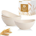 Wheat Straw Bowls Set of 4, Unbreakable Cereal Bowl 26 OZ, Microwave & Dishwasher Safe Kitchen Bowl for Ramen, Salad, Oatmeal, Rice, Plastic Bowls Reusable for Camping - Beige