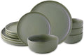 AmorArc Ceramic Dinnerware Sets, Wavy Rim Stoneware Plates and Bowls Sets,Dishwasher & Microwave & Oven Safe Dishes set, Service for 4 (12pc)