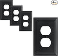 4-Pack Duplex Outlet Cover Plate, Decorative Matte Black Switch Plates and Outlet Covers, Natural Bamboo Fiber Wall Plates for Electrical Outlets, 1 Gang Receptacle Cover, Corrosion Resistant