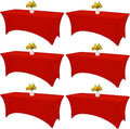 HAISIWLKJ 6 Pack Table Cloth 6ft Red Tablecloths for Rectangle Folding Table Spandex Fitted Stretch Cover Wrinkle Resistant Washable Protector for Party, Wedding, Banquet, Festival.