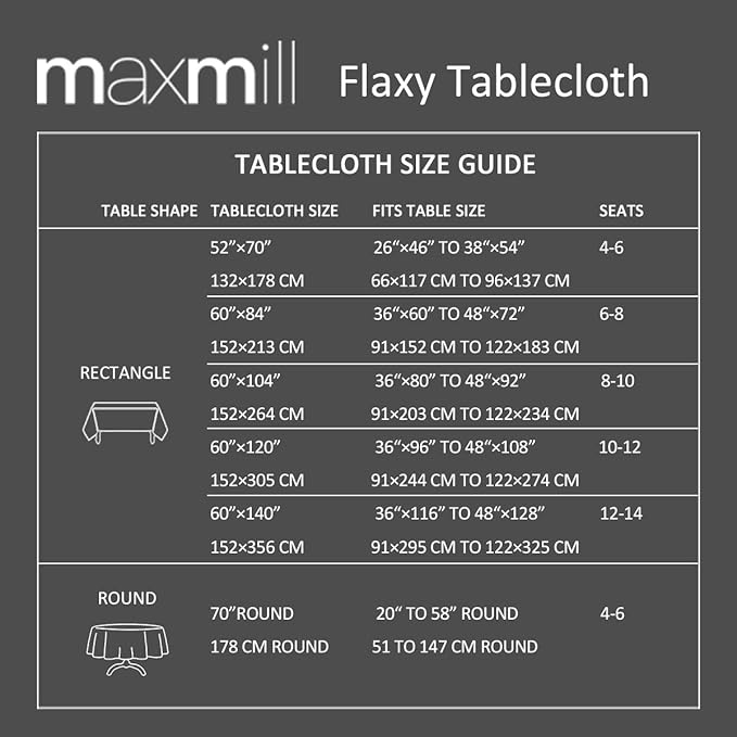 maxmill Flaxy Faux Linen Tablecloth with 2-Tone Slubby Yarn Texture Wrinkle Resistant Anti-Shrink Soft Table Cloth for Kitchen Dining Restaurant Tabletop Rectangle 60 x 120 Inch Light Gray