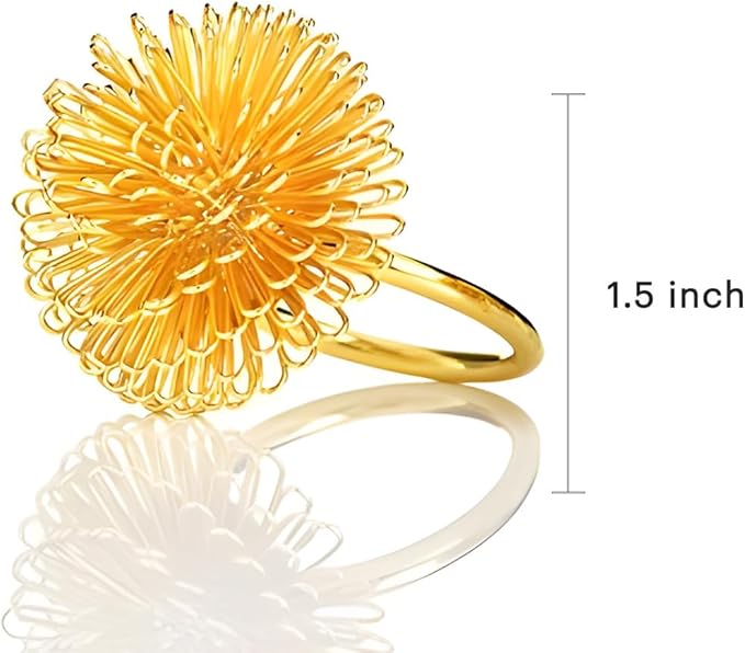 Decozen Set of 8 Gold Napkin Rings in Floral Design, Festive, Table Decor Setting for Holiday, Wedding, Birthday, Kitchen, Home Decor, Housewarming Gift - Thanksgiving & Christmas Gift Decoration