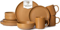 12-Piece Matte Orange Dinnerware Set,Stoneware Dinnerware for 3, Microwave & Dishwasher Safe, Stackable Design for Kitchen and Dining - Plates,Bowls and Mugs