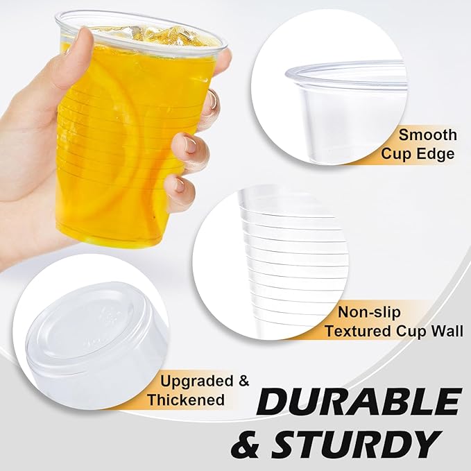 1000 Pack 9 oz Clear Plastic Cups, Small Plastic Cup Bulk, Clear Disposable Cocktail Cup, Cold Party Drinking Cups for Picnics, Ceremonies, Events