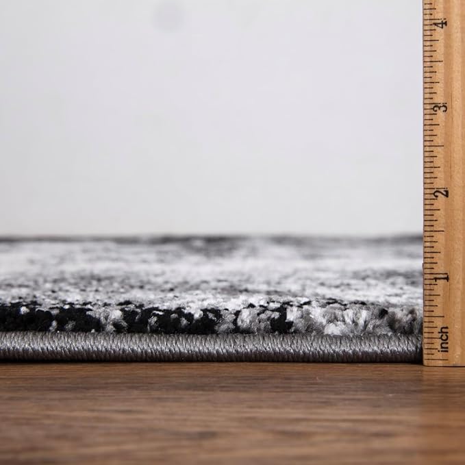 Keen Home Design Area Rugs - 2x14 Non-Shedding, Abstract Rugs for Kitchen, Living Room, Bedroom, Dining Room, Entryway - Size: 2'8" x 14', Abstract Black