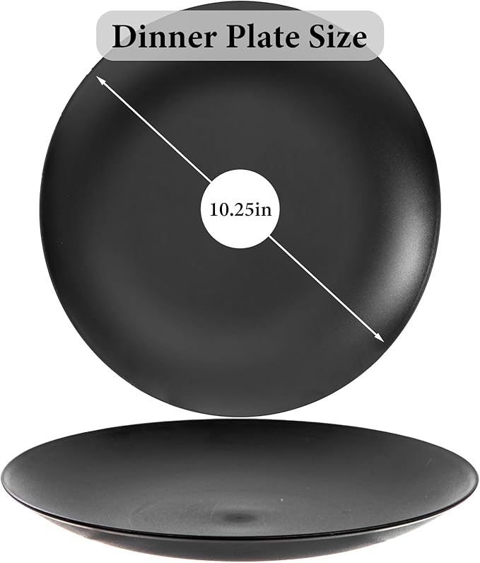 EI enjonirinjonir 80pcs Black Plastic Plates Disposable for Dinner,10.25inch Party Plates Disposable Heavy Duty,Elegant Matte Plastic Plate Frosted is Ideal for Wedding/Birthday//Tables Decoration