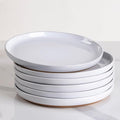 AmorArc Ceramic Dinner Plates Set of 6,10.5 Inch Stoneware Plates Set for Dinner, Elegant Dish Set with Rustic Terracotta Underside, Microwave & Dishwasher Safe, White