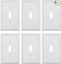 6-Pack Single Toggle Light Switch Cover Plate, Pearls Decorative Switch Plate Covers, Pure White 1 Gang Metal Wall Plate, Corrosion Resistant